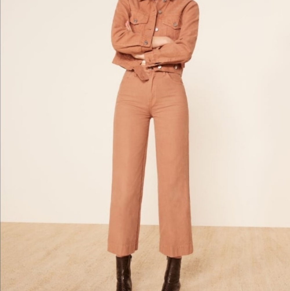 Reformation Cherry Pant Nutmeg Cropped Wide Leg size 26